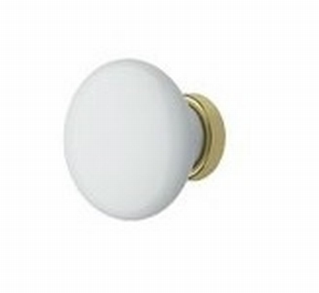 Knop antiek porselein/wit - goudkleurig 30mm<br />Per stuk Knop antiek porselein/wit - goudkleurig 30mm<br />Per stuk