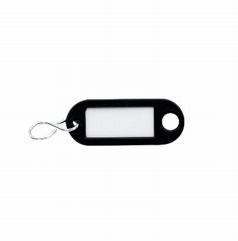 Sleutellabel met ophangoog en S-haak - zwart - 100 stuks<br />per doos Sleutellabel met ophangoog en S-haak - zwart - 100 stuks<br />per doos
